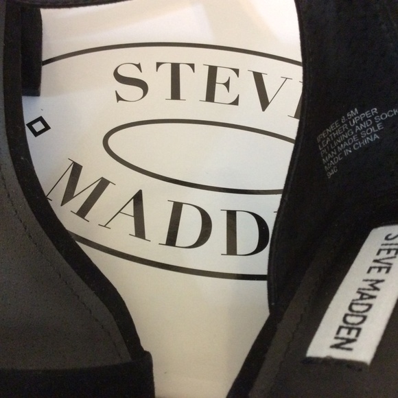 NEW! Steve Madden Irenee Block Heel Women Sandals Size 8.5 M Black Suede - Picture 8 of 9